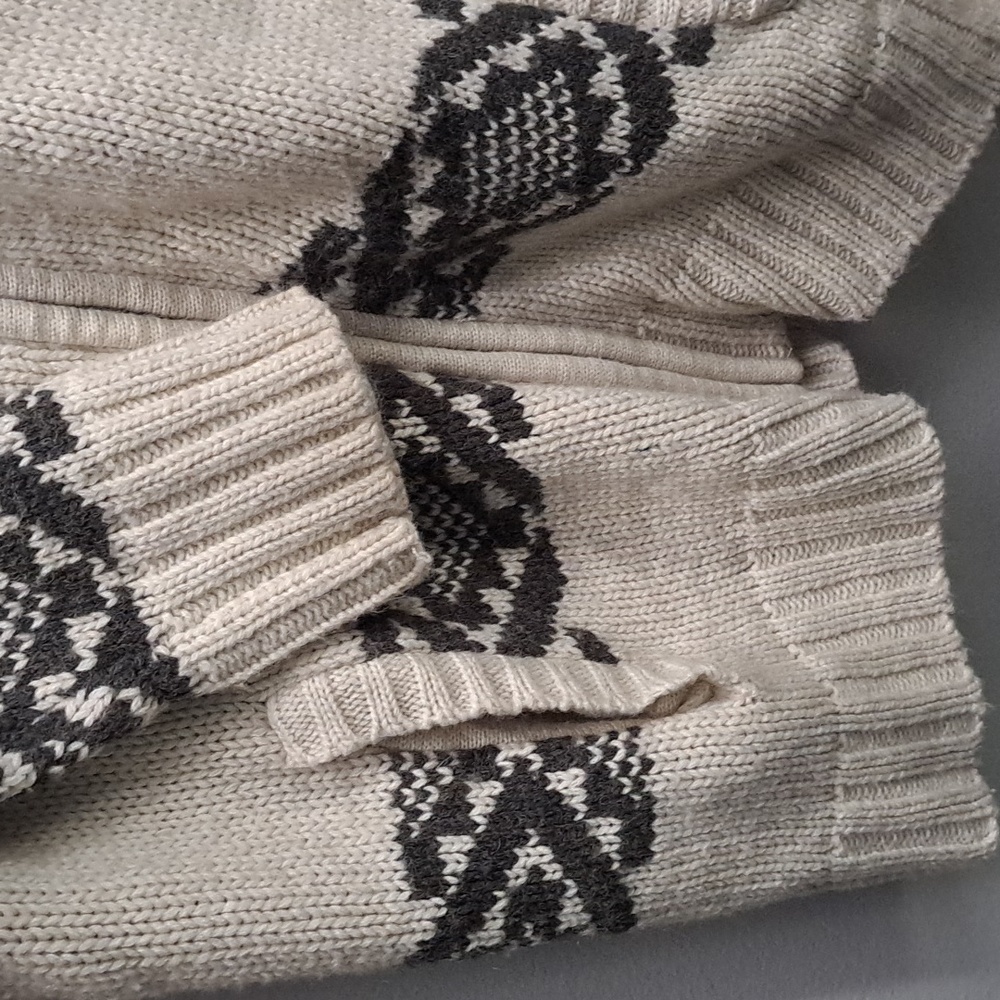 American Rag Zip-Up Sweater Acrylic Wool Blend Cream and Gray Size Large - Picture 4 of 6